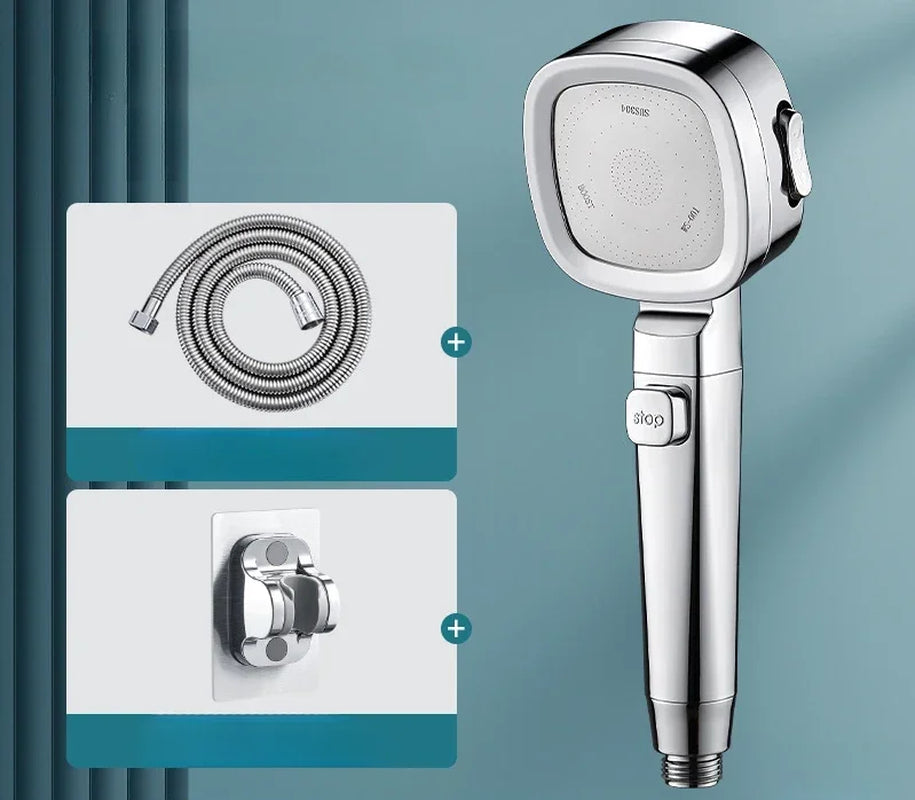 High‑Pressure Water‑Saving Shower Head | 3 Modes, Adjustable Spray & One‑Key Stop