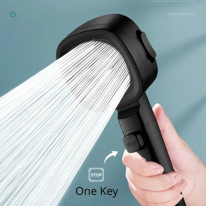 High‑Pressure Water‑Saving Shower Head | 3 Modes, Adjustable Spray & One‑Key Stop