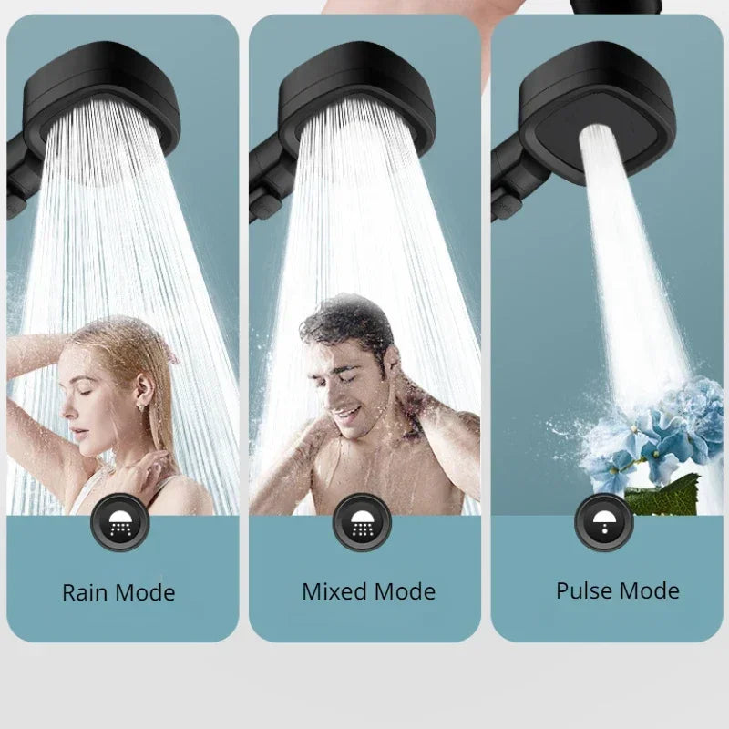 High‑Pressure Water‑Saving Shower Head | 3 Modes, Adjustable Spray & One‑Key Stop