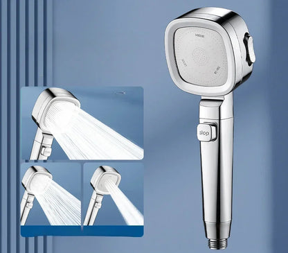 High‑Pressure Water‑Saving Shower Head | 3 Modes, Adjustable Spray & One‑Key Stop