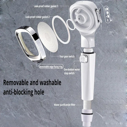 High‑Pressure Water‑Saving Shower Head | 3 Modes, Adjustable Spray & One‑Key Stop