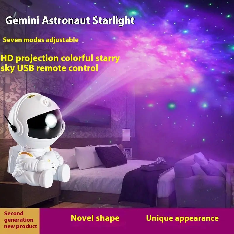 Astronaut Starry Sky Night Light | USB‑Powered Aurora Projector for Bedroom, Kids’ Room & Home Decor