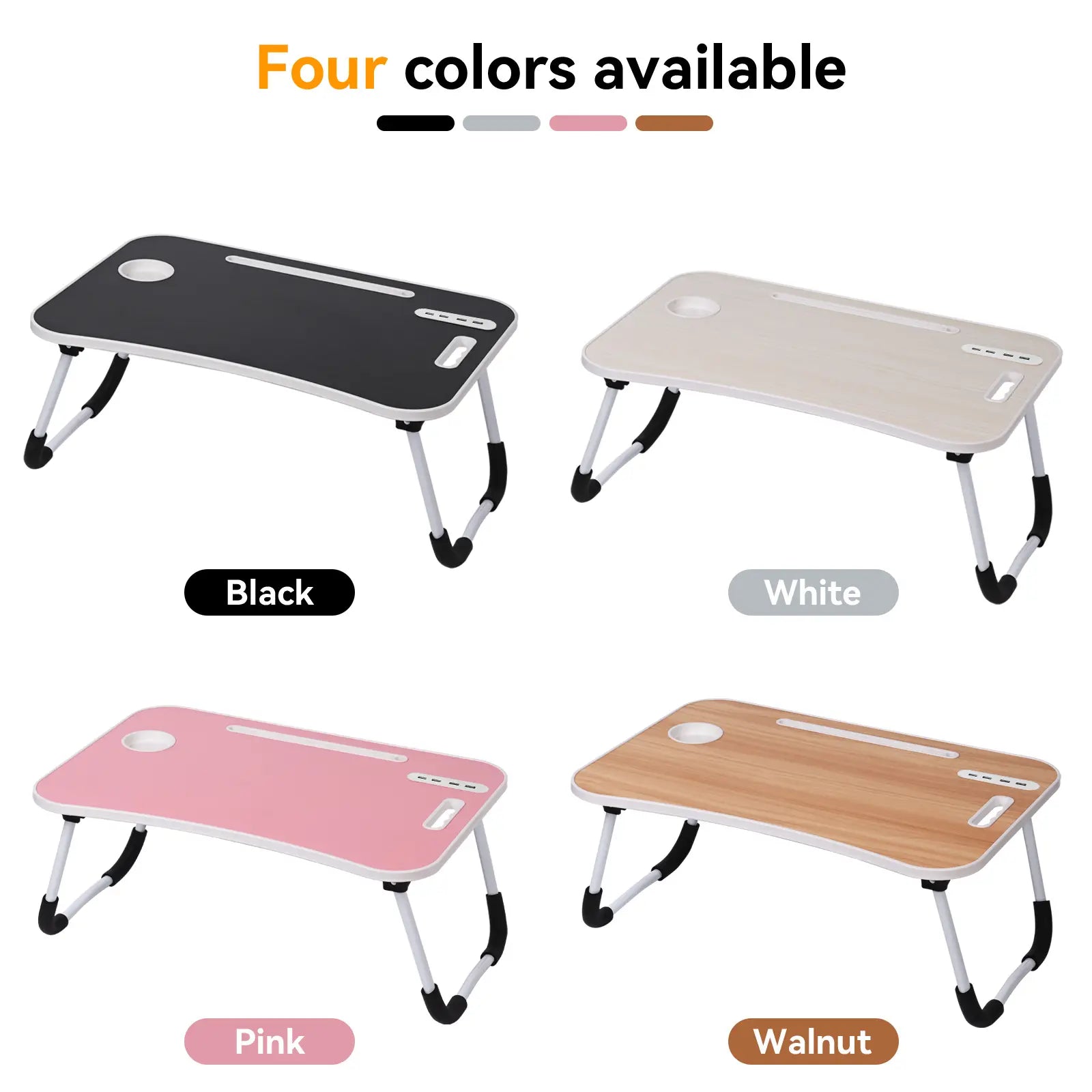 WGCTEK Portable Foldable Laptop Bed Desk with USB Ports, Storage Drawer, and Cup Holder for Ergonomic Use on Bed or Couch